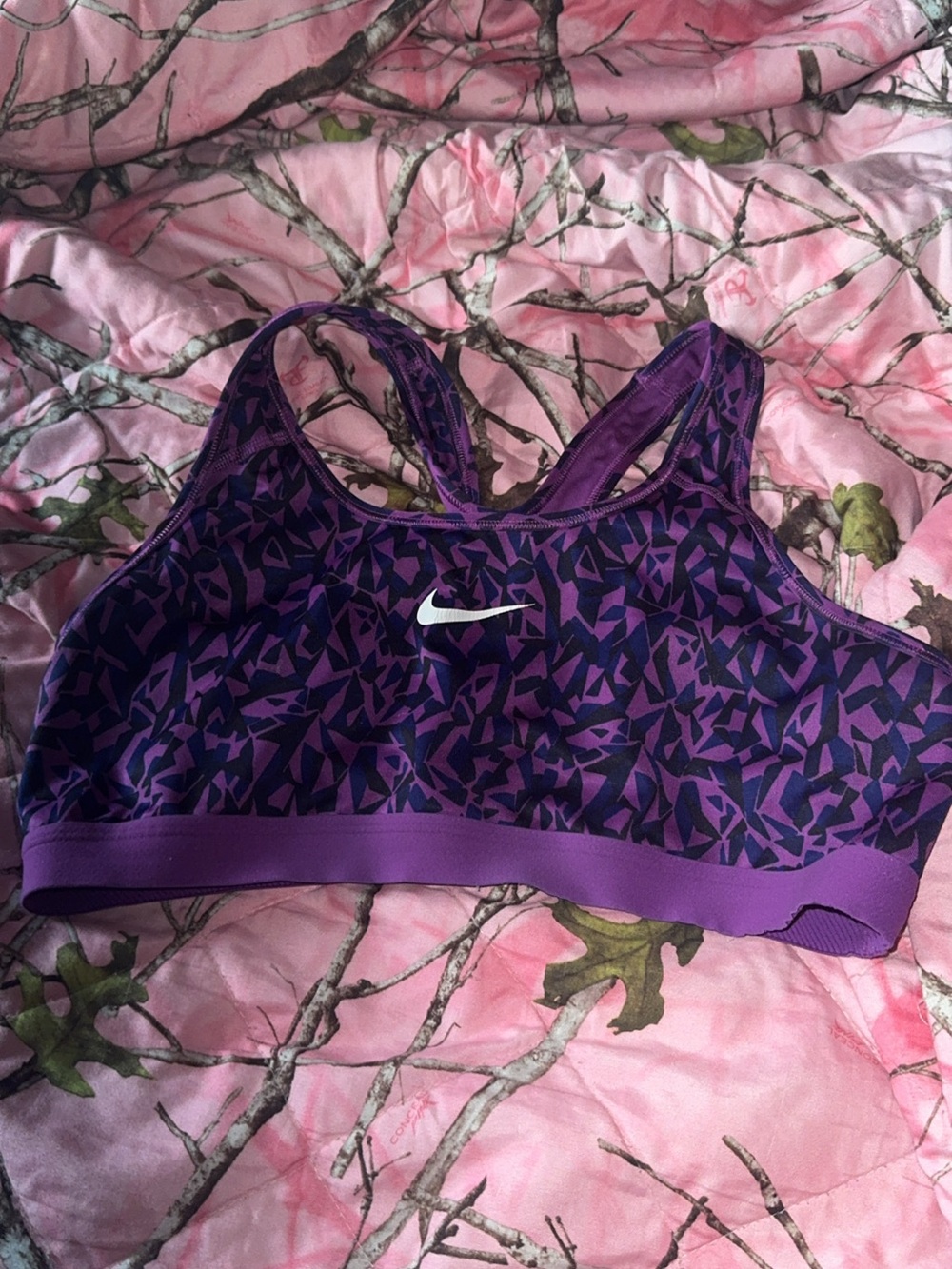 Nike Purple Geometric Racerback Sports Bra